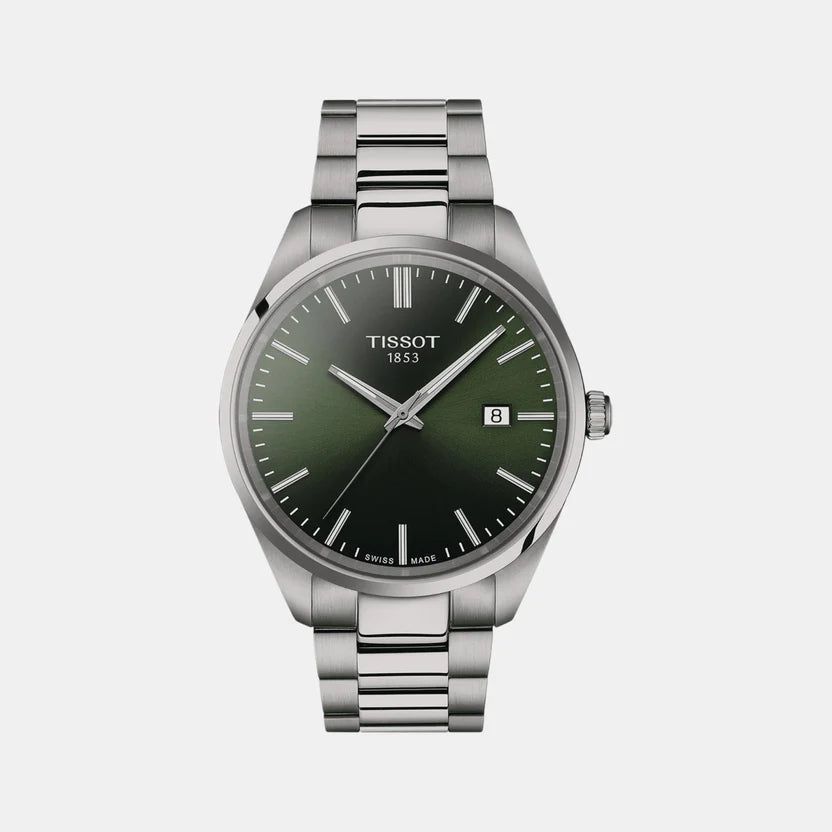 Tissot PR 100 Men Quartz Green Dial Analog Stainless Steel Watch T1504101109100