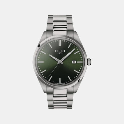 Tissot PR 100 Men Quartz Green Dial Analog Stainless Steel Watch T1504101109100
