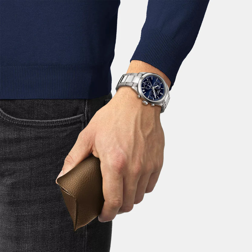 Tissot PR 100 Men Quartz Blue Dial Chronograph Stainless Steel Watch T1504171104100