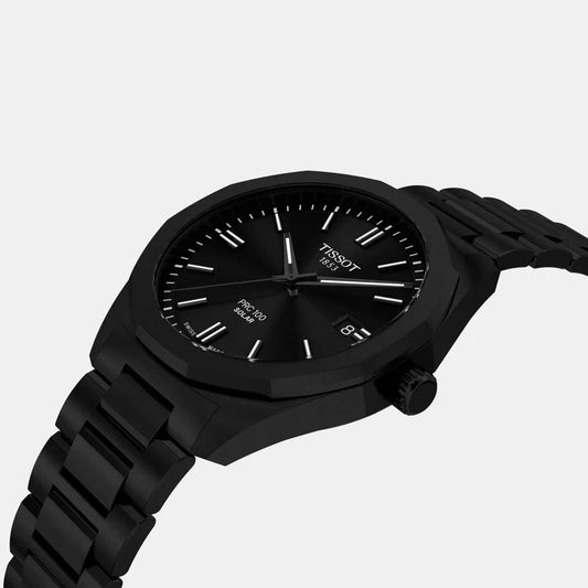 Tissot PRC 100 Solar Unisex Black Dial Analog Stainless Steel Watch T1514223305100