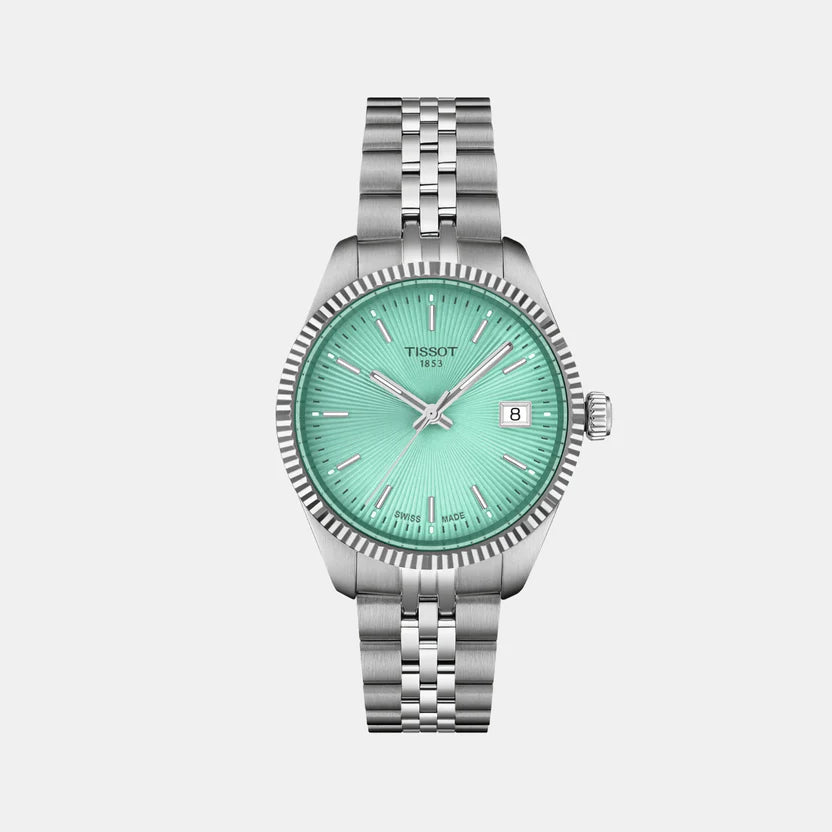 Tissot Ballade Women Quartz Light Green Dial Analog Stainless Steel Watch T1562101109100
