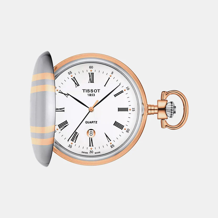 Tissot Savonnette Unisex Quartz White Dial Analog Stainless Steel Pocket Watch T8624102901300