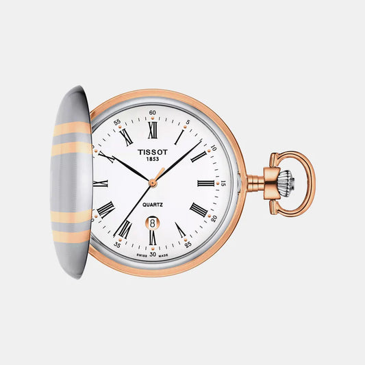 Tissot Savonnette Unisex Quartz White Dial Analog Stainless Steel Pocket Watch T8624102901300