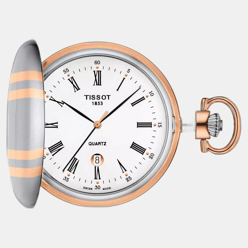 Tissot Savonnette Unisex Quartz White Dial Analog Stainless Steel Pocket Watch T8624102901300