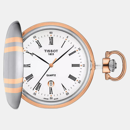 Tissot Savonnette Unisex Quartz White Dial Analog Stainless Steel Pocket Watch T8624102901300