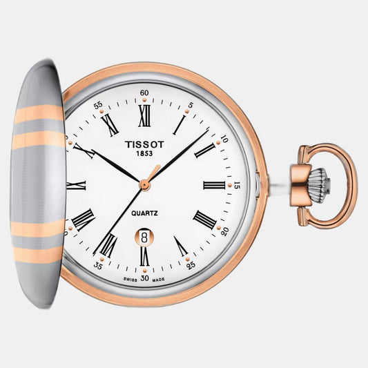 Tissot Savonnette Unisex Quartz White Dial Analog Stainless Steel Pocket Watch T8624102901300