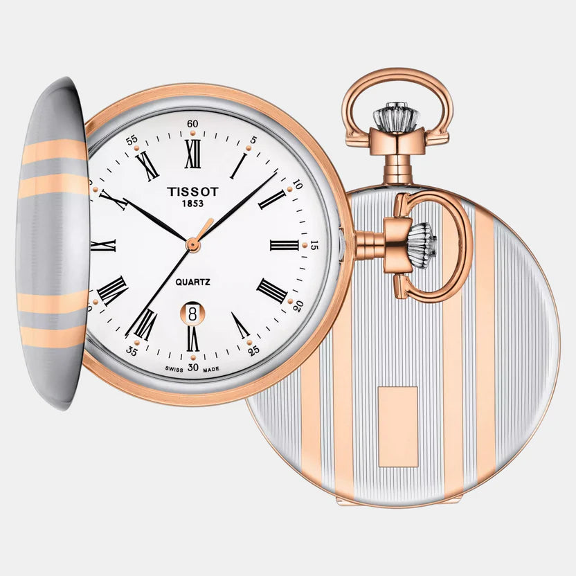 Tissot Savonnette Unisex Quartz White Dial Analog Stainless Steel Pocket Watch T8624102901300