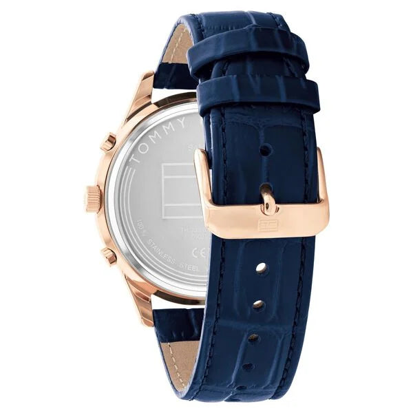Tommy Hilfiger Quartz Analog Blue Dial Blue Leather Strap Watch For Men ntth1710503