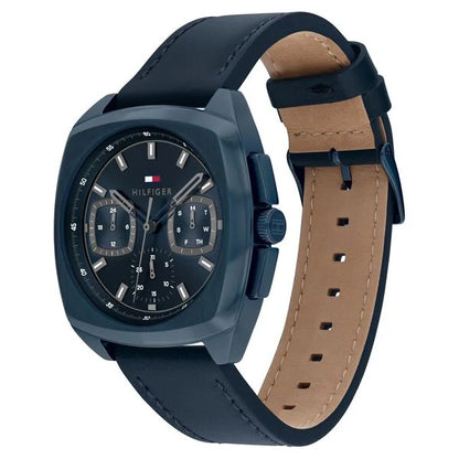 Tommy Hilfiger Quartz Multifunction Blue Dial Blue Leather Strap Watch for Men ntth1710558