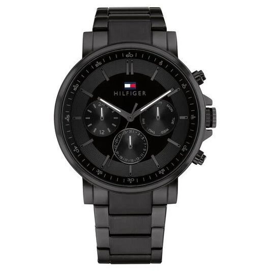 Tommy Hilfiger Multifunction Black Stainless Steel Strap for Men