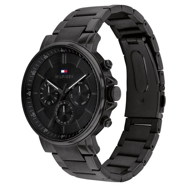Tommy Hilfiger Multifunction Black Stainless Steel Strap for Men