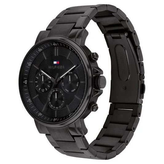 Tommy Hilfiger Multifunction Black Stainless Steel Strap for Men