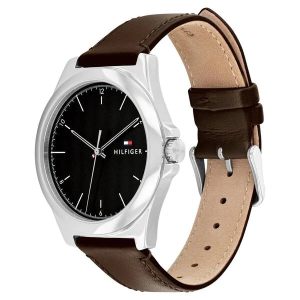Tommy Hilfiger Quartz Analog Black Leather Strap for Men ntth1710601