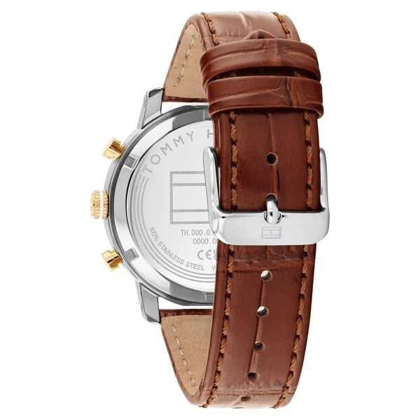 Tommy Hilfiger Quartz Multifunction Silver Dial Brown Leather Strap Watch For Men TH1710726W