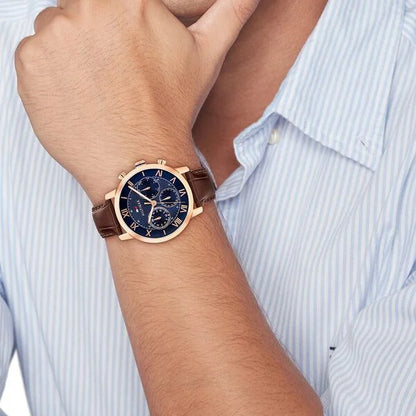 Tommy Hilfiger Quartz Multifunction Blue Dial Brown Leather Strap Watch For Men TH1710727W