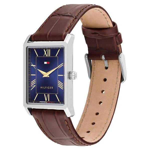 Tommy Hilfiger Quartz Analog Blue Dial Brown Leather Strap Watch For Men TH1710771W