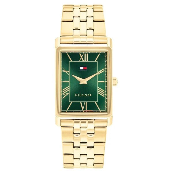 Tommy Hilfiger Quartz Analog Green Dial Golden Stainless Steel Strap Watch For Men TH1710784W
