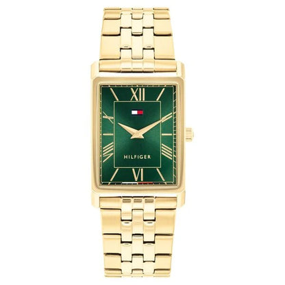 Tommy Hilfiger Quartz Analog Green Dial Golden Stainless Steel Strap Watch For Men TH1710784W