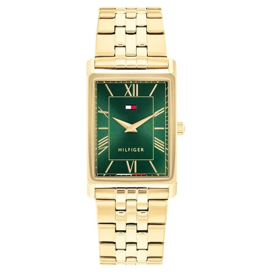 Tommy Hilfiger Quartz Analog Green Dial Golden Stainless Steel Strap Watch For Men TH1710784W