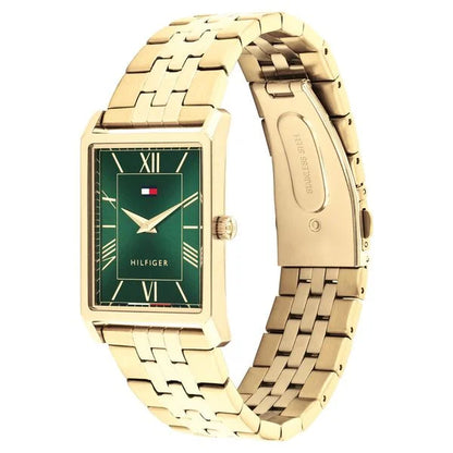 Tommy Hilfiger Quartz Analog Green Dial Golden Stainless Steel Strap Watch For Men TH1710784W