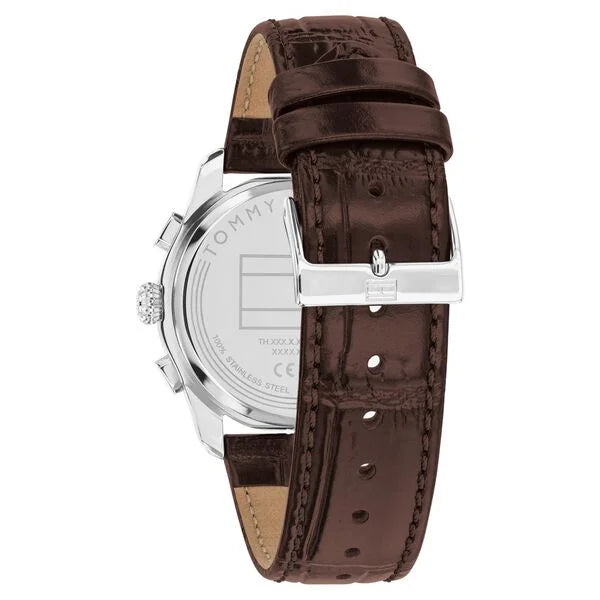 Tommy Hilfiger Quartz Multifunction Black Dial Brown Leather Strap Watch For Men TH1710808W