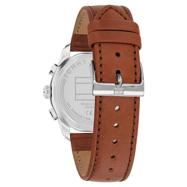 Tommy Hilfiger Quartz Multifunction Black Dial Brown Leather Strap Watch For Men