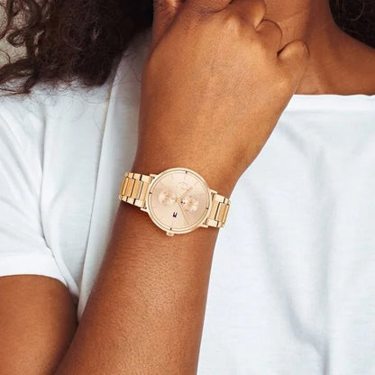 Tommy Hilfiger Quartz Multifunction Rose Gold Dial Stainless Steel Strap Watch for Women