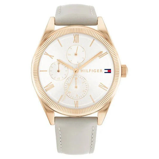 Tommy Hilfiger Quartz Analog with Date Silver Dial Leather Strap Watch for Women ntth1782595
