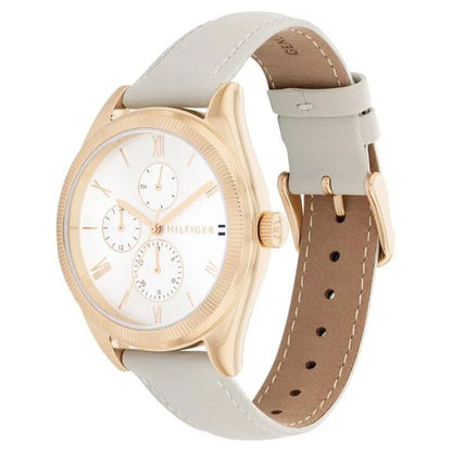 Tommy Hilfiger Quartz Analog with Date Silver Dial Leather Strap Watch for Women ntth1782595