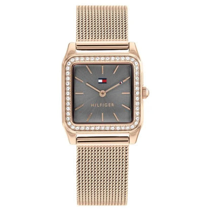 Tommy Hilfiger Grey Dial Golden Stainless Steel Strap Watch for Women