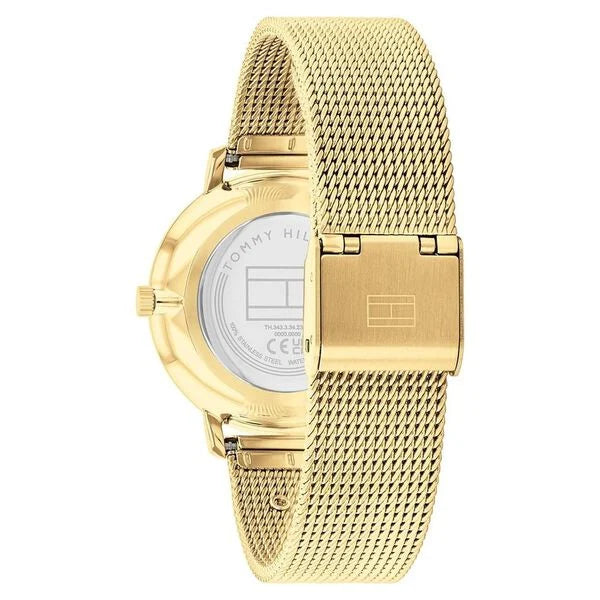 Tommy Hilfiger Quartz Analog Black Dial Golden Stainless Steel Strap Watch For Women