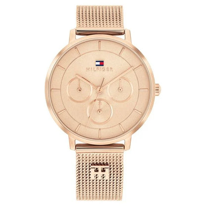 Tommy Hilfiger Quartz Analog Rose Gold Dial Rose Gold Stainless Steel Strap Watch For Women