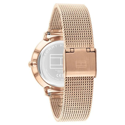 Tommy Hilfiger Quartz Multifunction Brown Dial Rose Gold Stainless Steel Strap Watch For Women
