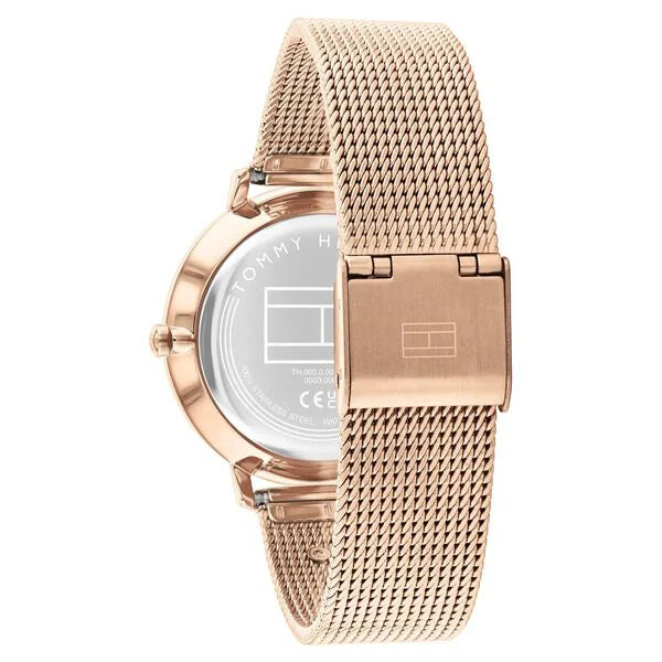 Tommy Hilfiger Quartz Analog Rose Gold Dial Rose Gold Stainless Steel Strap Watch For Women