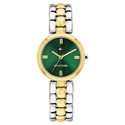 Tommy Hilfiger Quartz Analog Green Dial Two Toned Stainless Steel Strap Watch For Women