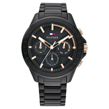 Tommy Hilfiger Quartz Multifunction Black Dial Stainless Steel Strap Watch for Men ntth1791858