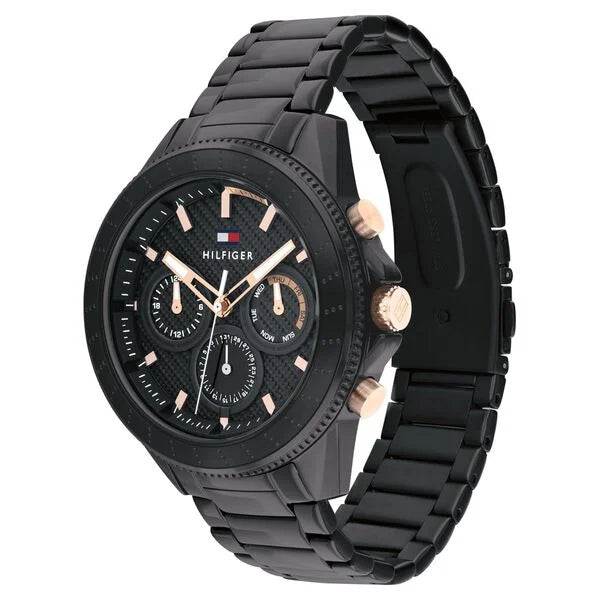 Tommy Hilfiger Quartz Multifunction Black Dial Stainless Steel Strap Watch for Men ntth1791858