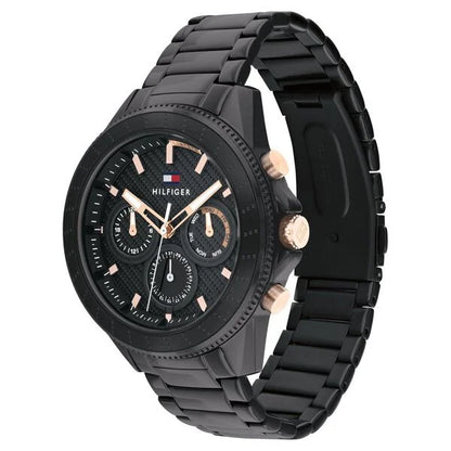 Tommy Hilfiger Quartz Multifunction Black Dial Stainless Steel Strap Watch for Men ntth1791858