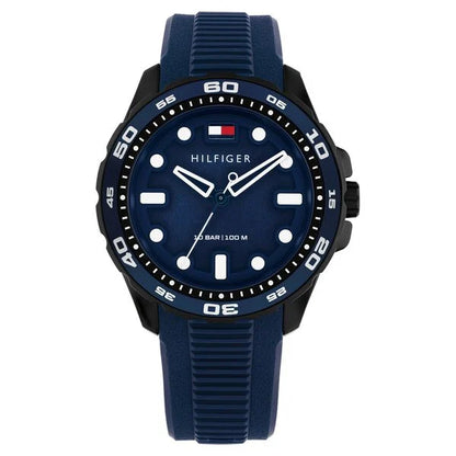 Tommy Hilfiger Quartz Analog Blue Dial Blue Silicone Strap Watch For Men