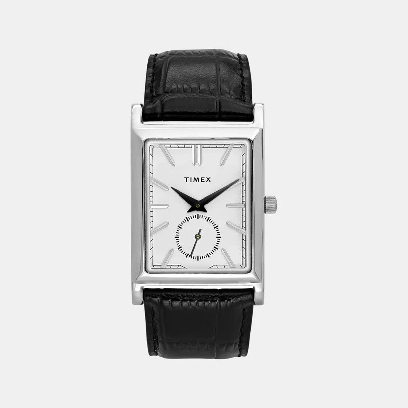 TIMEX Rene Retro Quartz White Dial Analog Leather Watch TW000L522