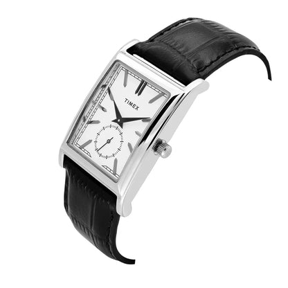 TIMEX Rene Retro Quartz White Dial Analog Leather Watch TW000L522