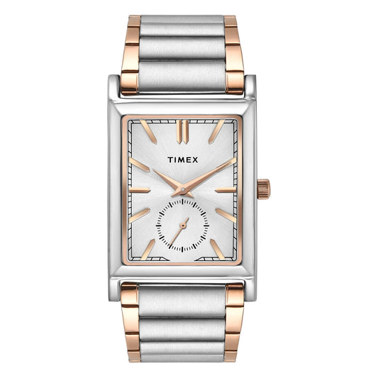 TIMEX Silver Tone Rectangle Dial Analog Men's Watch - TW000L525