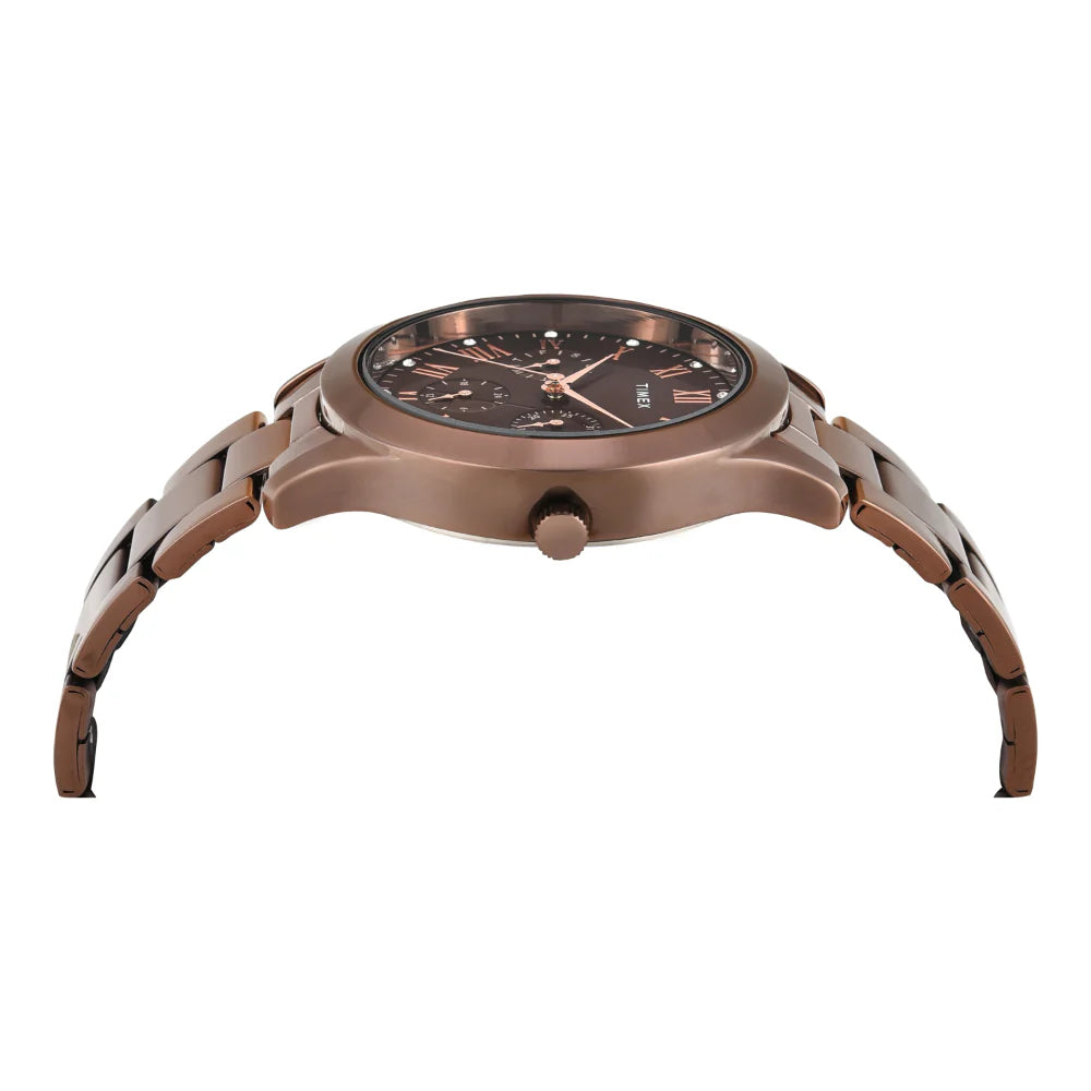 Timex Women Brown Round Multifunction Dial Watch- TW000Q820