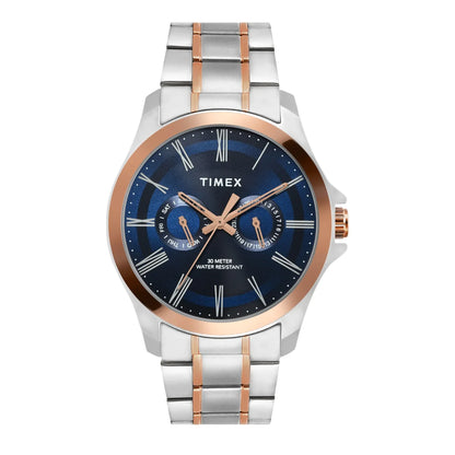 Timex Men Analog Blue Round Brass Dial Watch- TW000X131