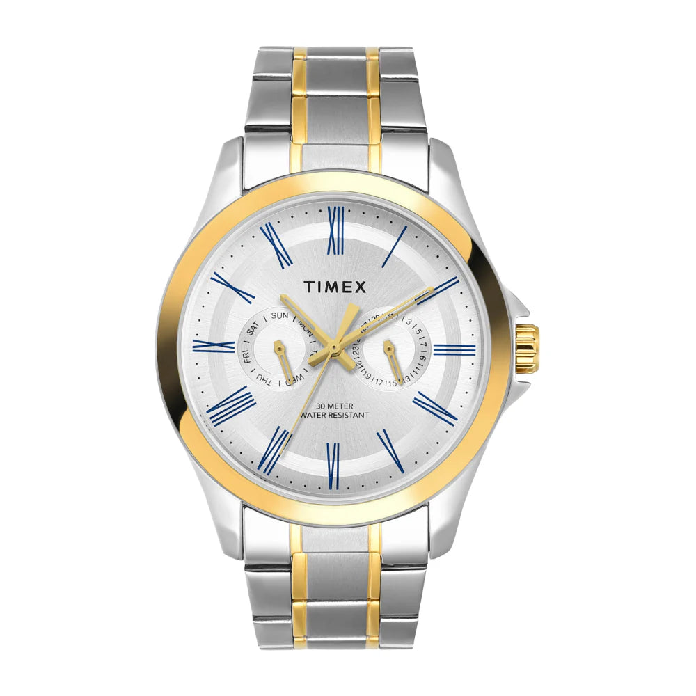 Timex Men Silver Round Analog Dial Watch- TW000X134