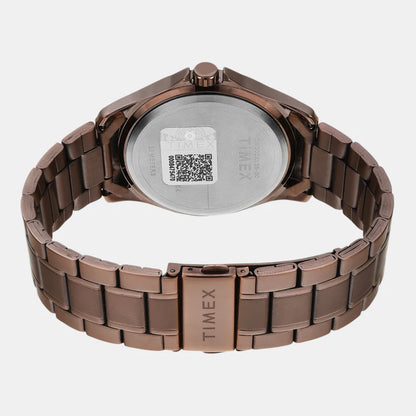 Timex Fashion Men Quartz Brown Dial Analog Stainless Steel Watch TW000X136