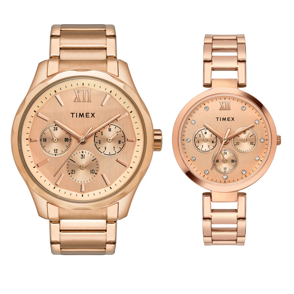 TIMEX Trendline Round 44mm Rose Gold Dial Analog Watch  - For Couple TW00PR266