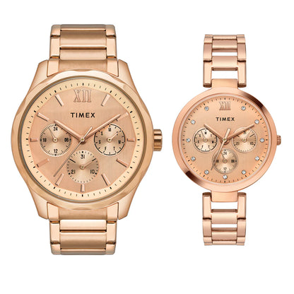 TIMEX Trendline Round 44mm Rose Gold Dial Analog Watch  - For Couple TW00PR266