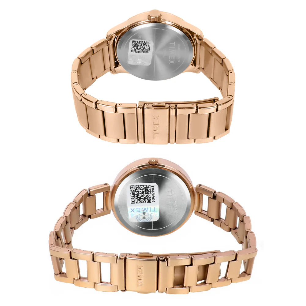 TIMEX Trendline Round 44mm Rose Gold Dial Analog Watch  - For Couple TW00PR266