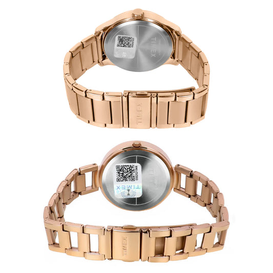 TIMEX Trendline Round 44mm Rose Gold Dial Analog Watch  - For Couple TW00PR266